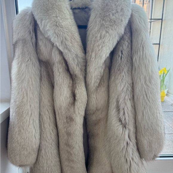 Cream White Fox Fur Coat size M - Picture 5 of 8